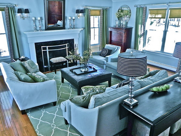 Blue-Living-Room-Interior-with-Sofa-Set